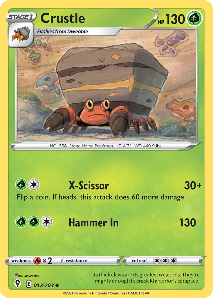 2021 Evolving Skies Crustle Uncommon #012/203 Uncommon card image