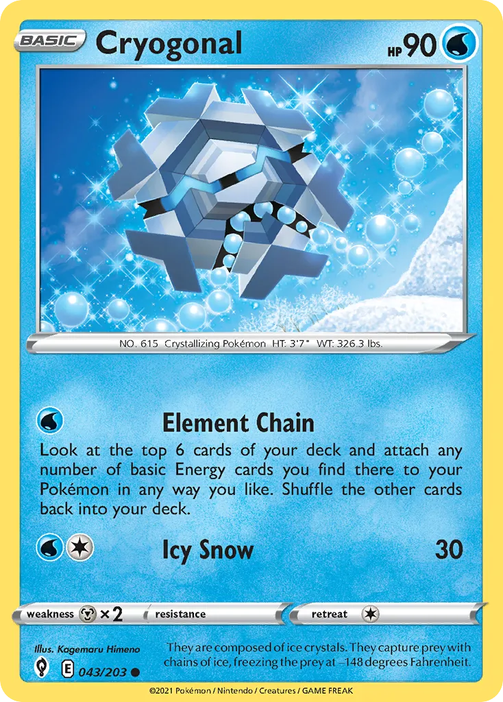 2021 Evolving Skies Cryogonal Common #043/203 Common card image