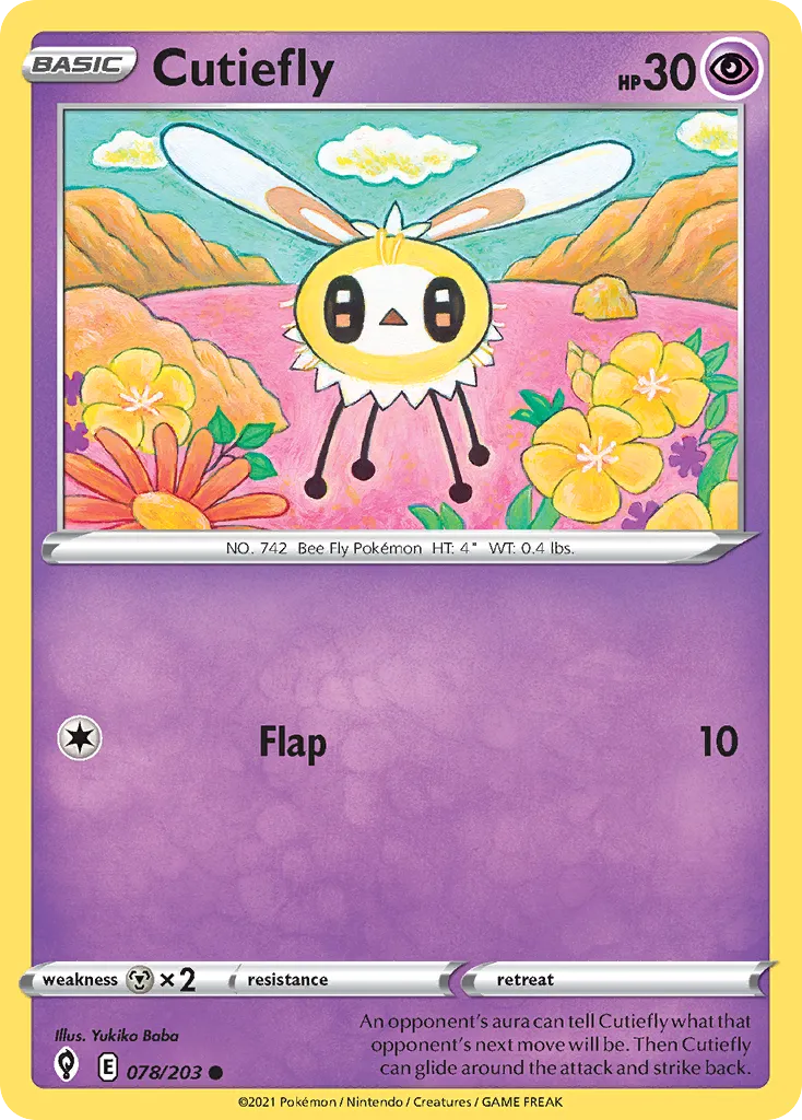 2021 Evolving Skies Cutiefly Common #078/203 Common card image