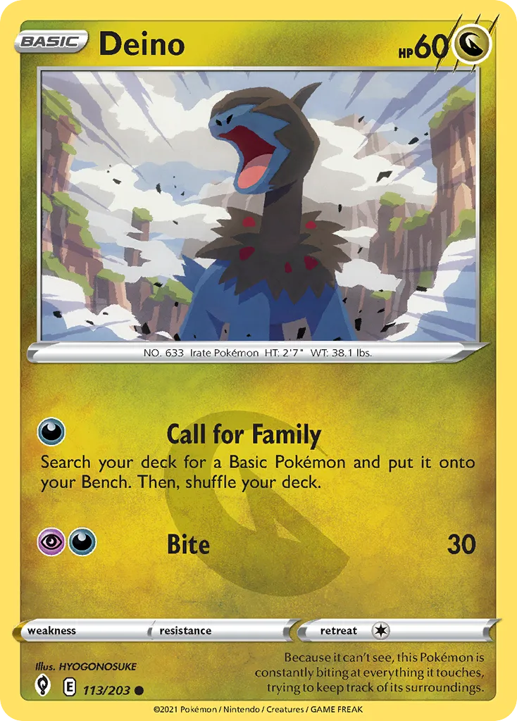 2021 Evolving Skies Deino Common #113/203 Common card image