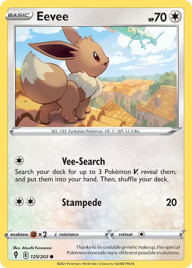 2021 Evolving Skies Eevee Common #125/203 Common card image