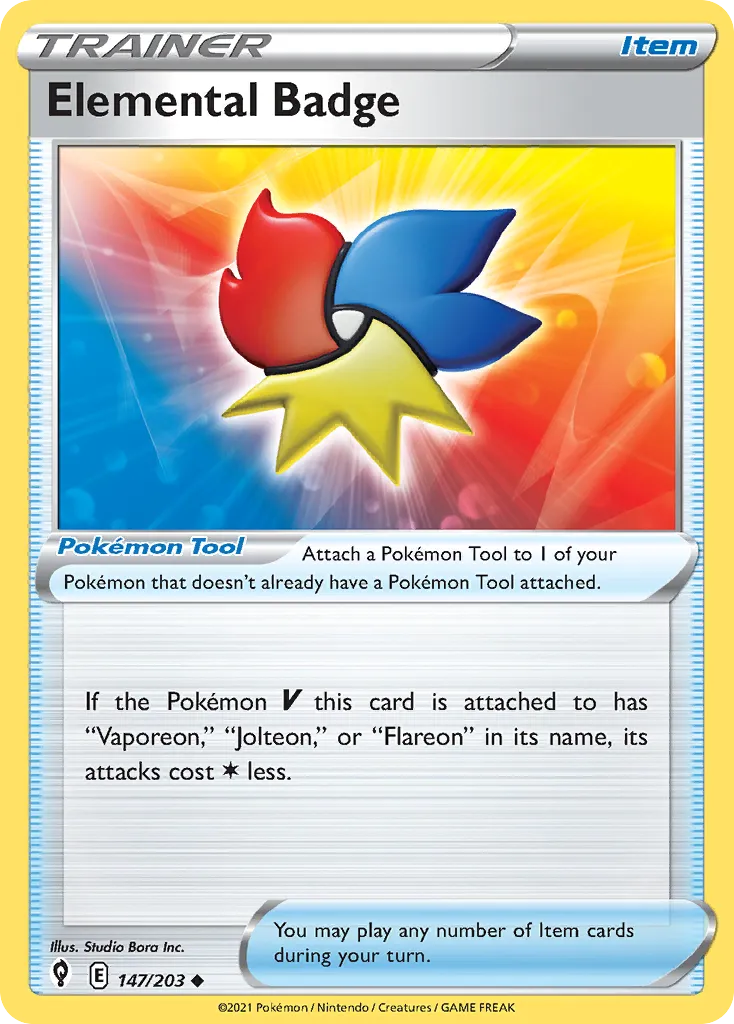 2021 Evolving Skies Elemental Badge Uncommon #147/203 Uncommon card image