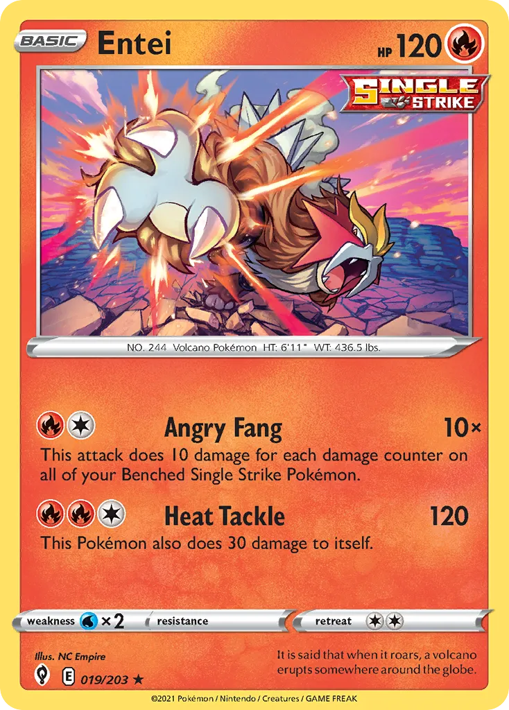 2021 Evolving Skies Entei Rare Holo #019/203 Rare Holo card image