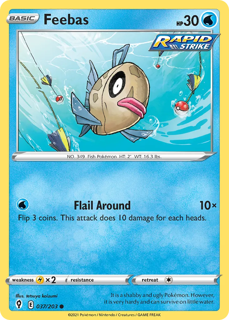 2021 Evolving Skies Feebas Common #037/203 Common card image