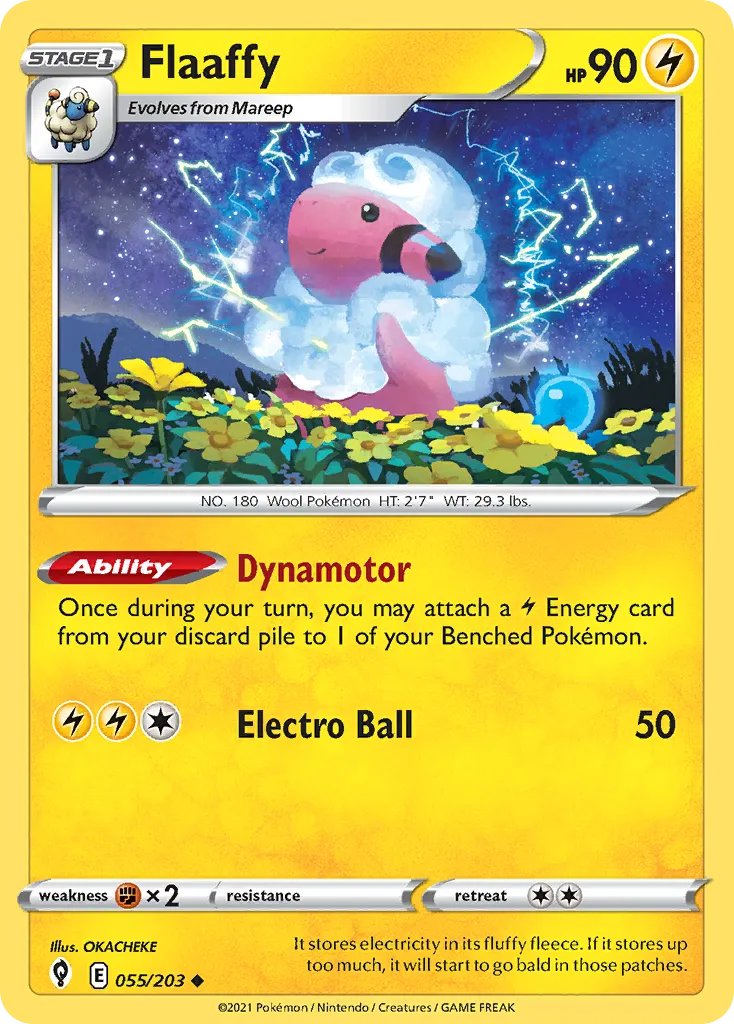 2021 Evolving Skies Flaaffy Uncommon #055/203 Uncommon card image