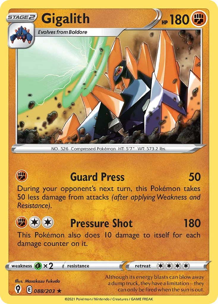 2021 Evolving Skies Gigalith #088/203 Rare card image