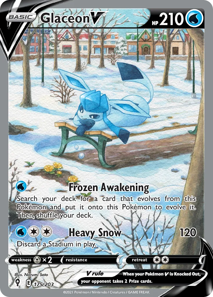 2021 Evolving Skies Glaceon V #174/203 Rare Ultra card image