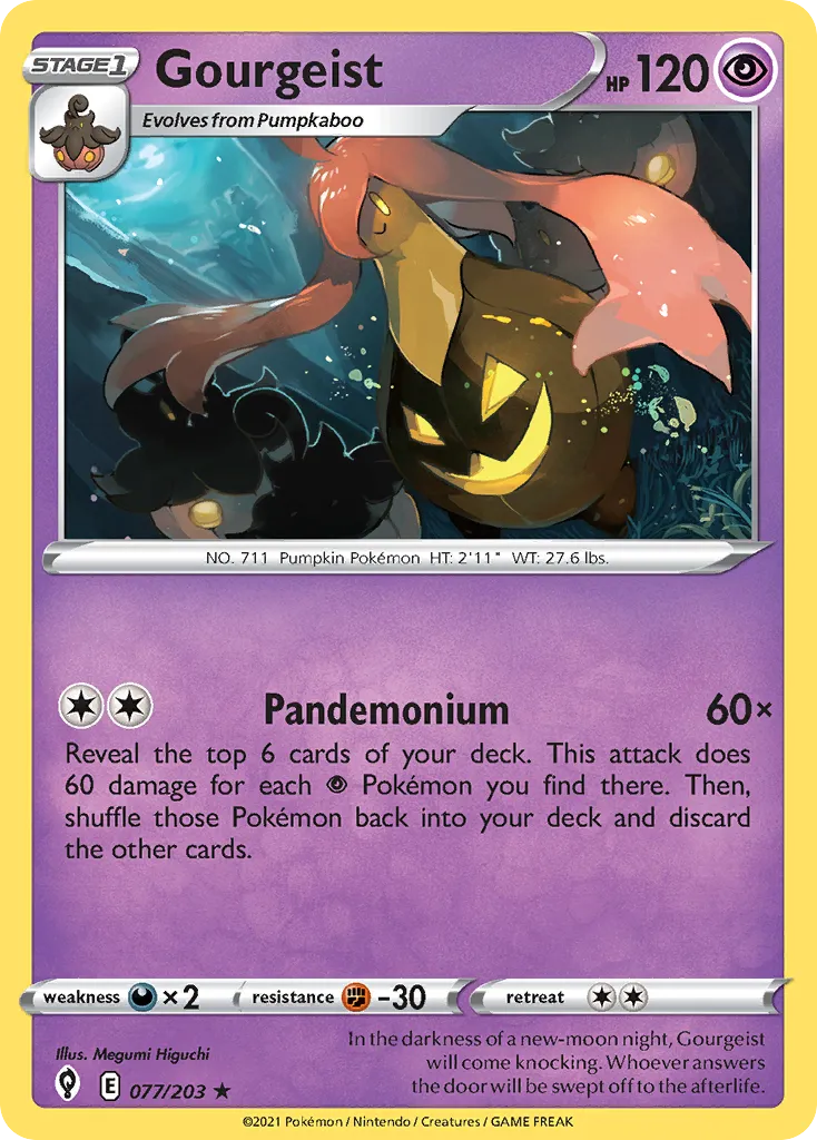 2021 Evolving Skies Gourgeist #077/203 Rare card image