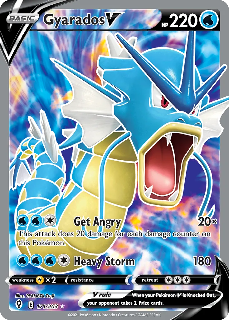 2021 Evolving Skies Gyarados V #028/203 Rare Holo V card image