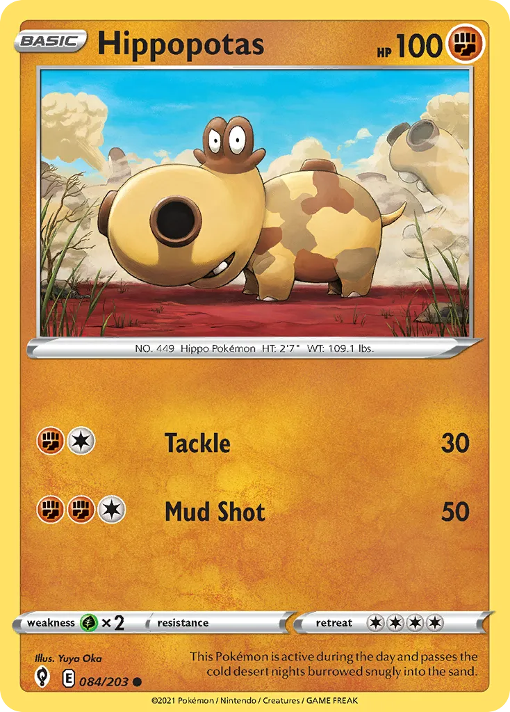 2021 Evolving Skies Hippopotas Common #084/203 Common card image