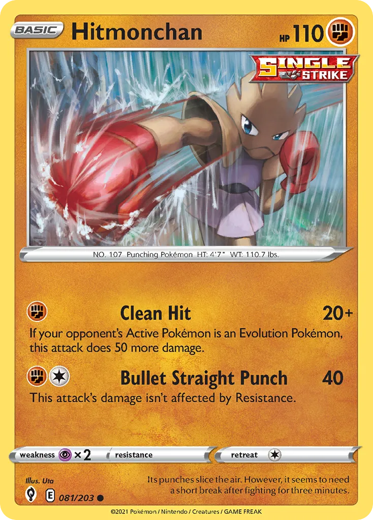 2021 Evolving Skies Hitmonchan Common #081/203 Common card image