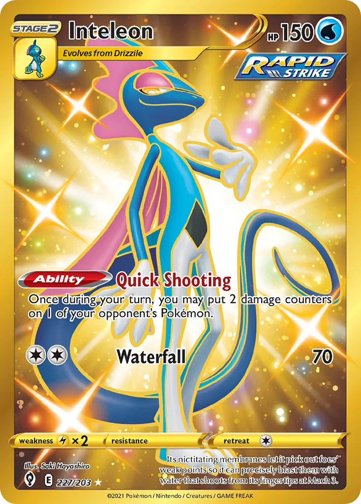 2021 Evolving Skies Inteleon #227/203 Rare Secret card image