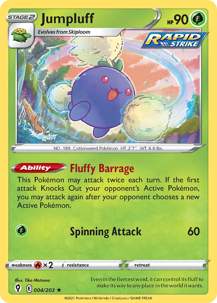 2021 Evolving Skies Jumpluff #004/203 Rare Holo card image
