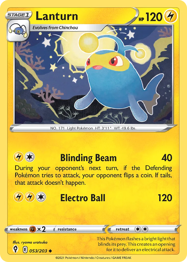 2021 Evolving Skies Lanturn Uncommon #053/203 Uncommon card image