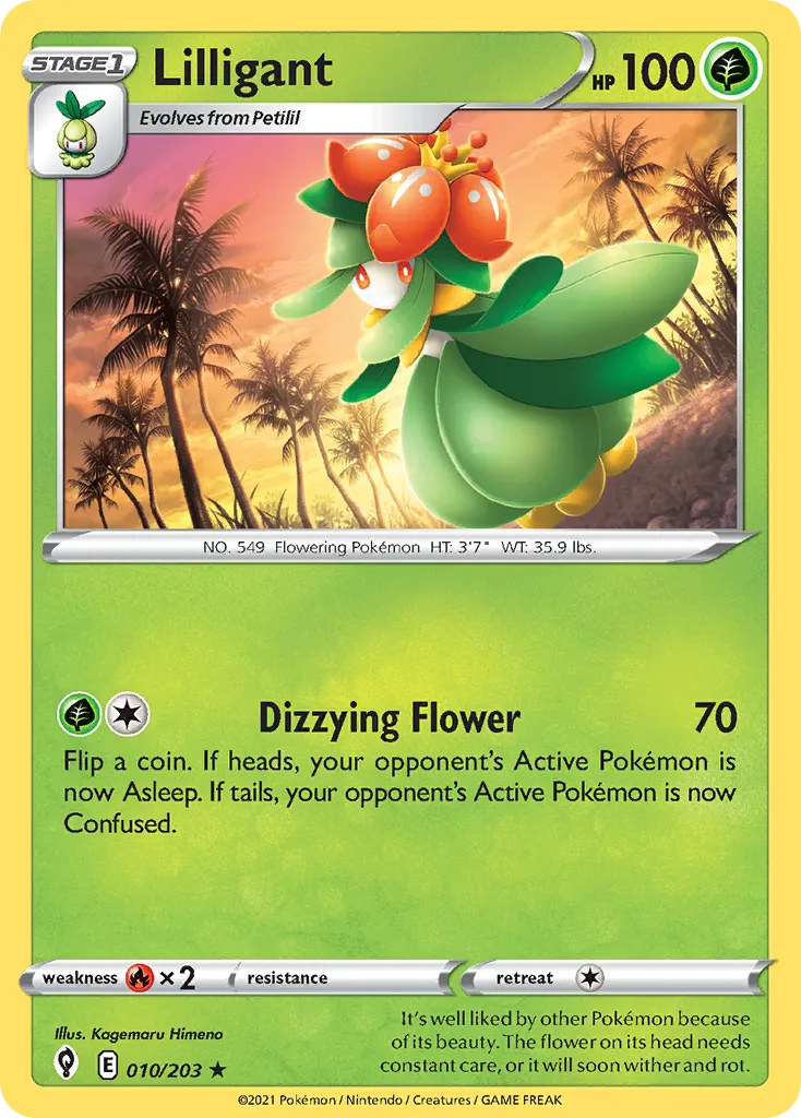2021 Evolving Skies Lilligant Rare #010/203 Rare card image
