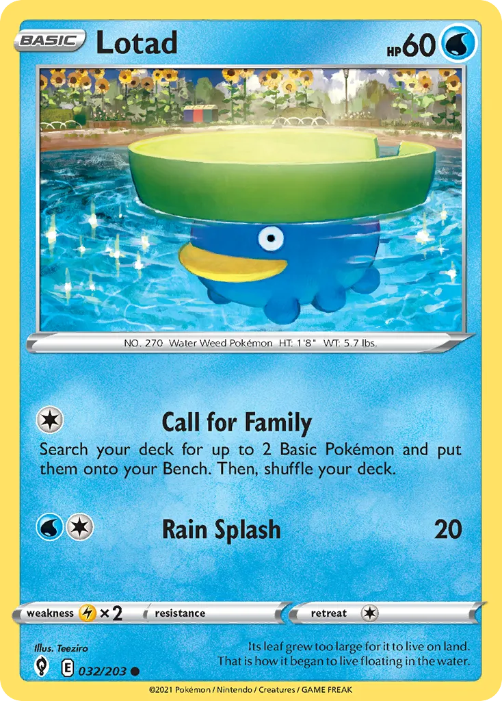 2021 Evolving Skies Lotad Common #032/203 Common card image