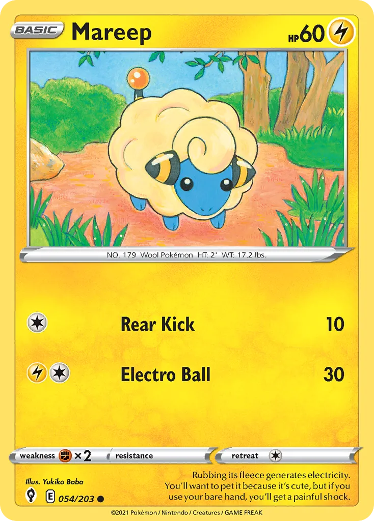 2021 Evolving Skies Mareep Common #054/203 Common card image