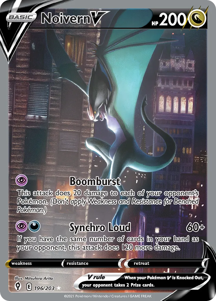 2021 Evolving Skies Noivern V #195/203 Rare Ultra card image