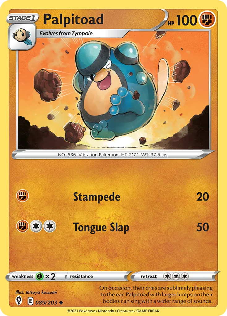 2021 Evolving Skies Palpitoad Uncommon #089/203 Uncommon card image