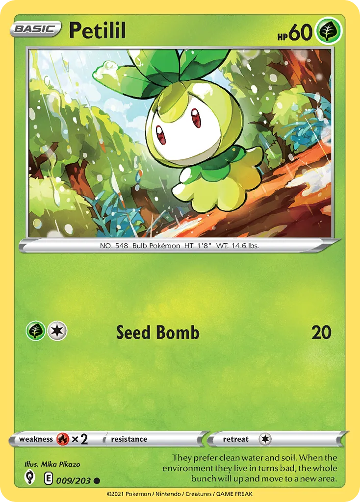 2021 Evolving Skies Petilil Common #009/203 Common card image