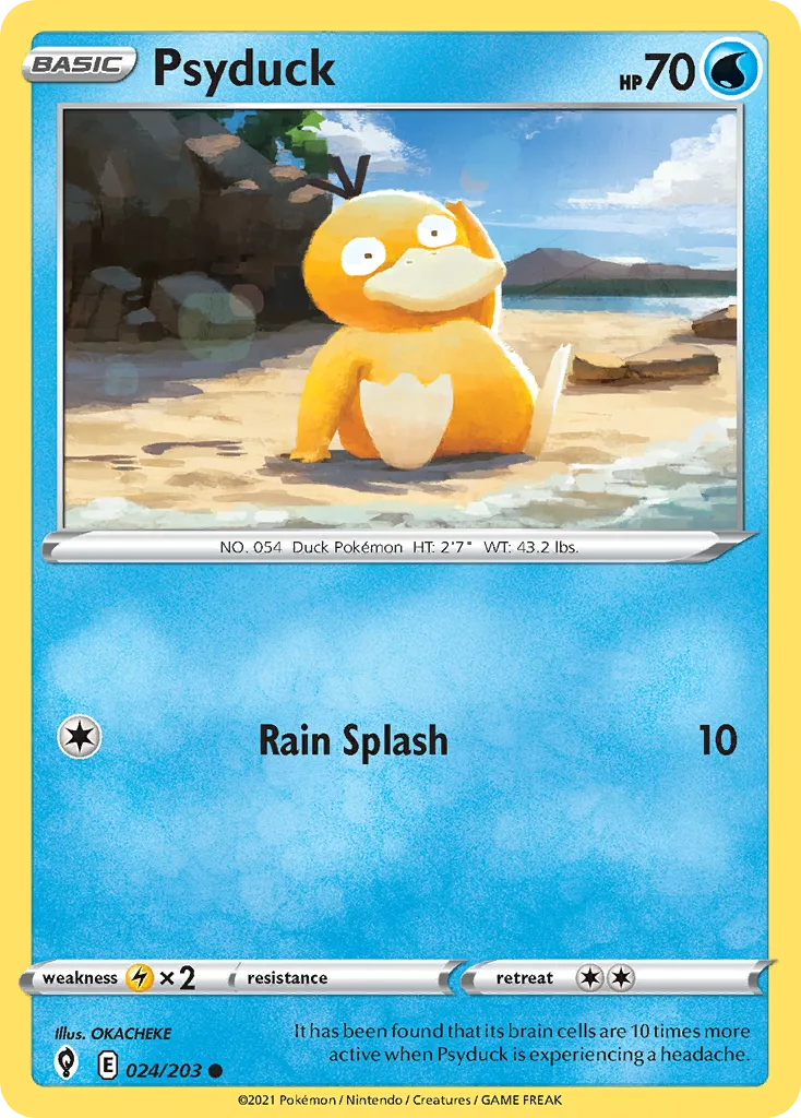 2021 Evolving Skies Psyduck Common #024/203 Common card image