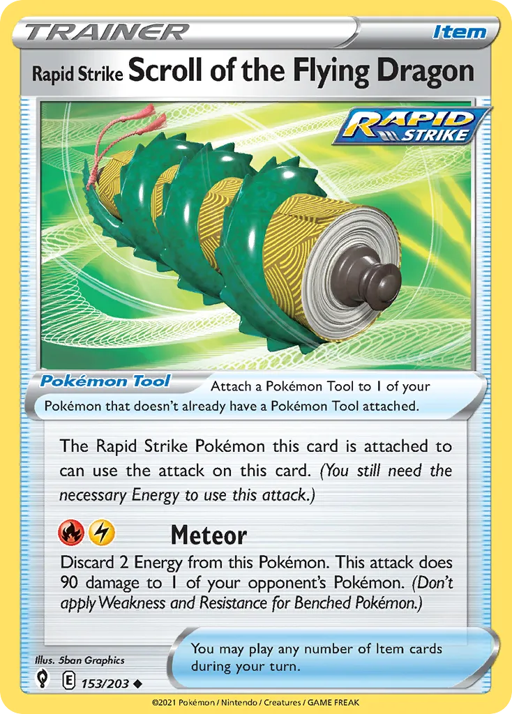 2021 Evolving Skies Rapid Strike Scroll of the Flying Dragon #153/203 Uncommon card image
