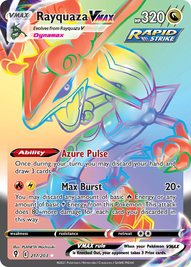 2021 Evolving Skies Rayquaza VMAX #111/203 Rare Holo VMAX card image
