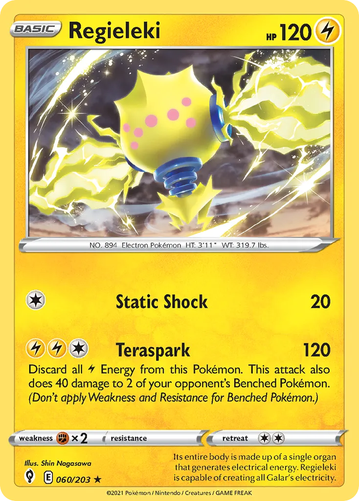 2021 Evolving Skies Regieleki #060/203 Rare Holo card image