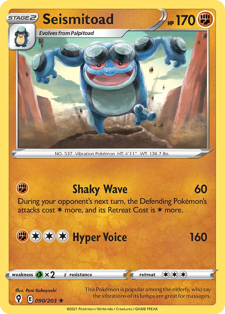 2021 Evolving Skies Seismitoad #090/203 Rare card image