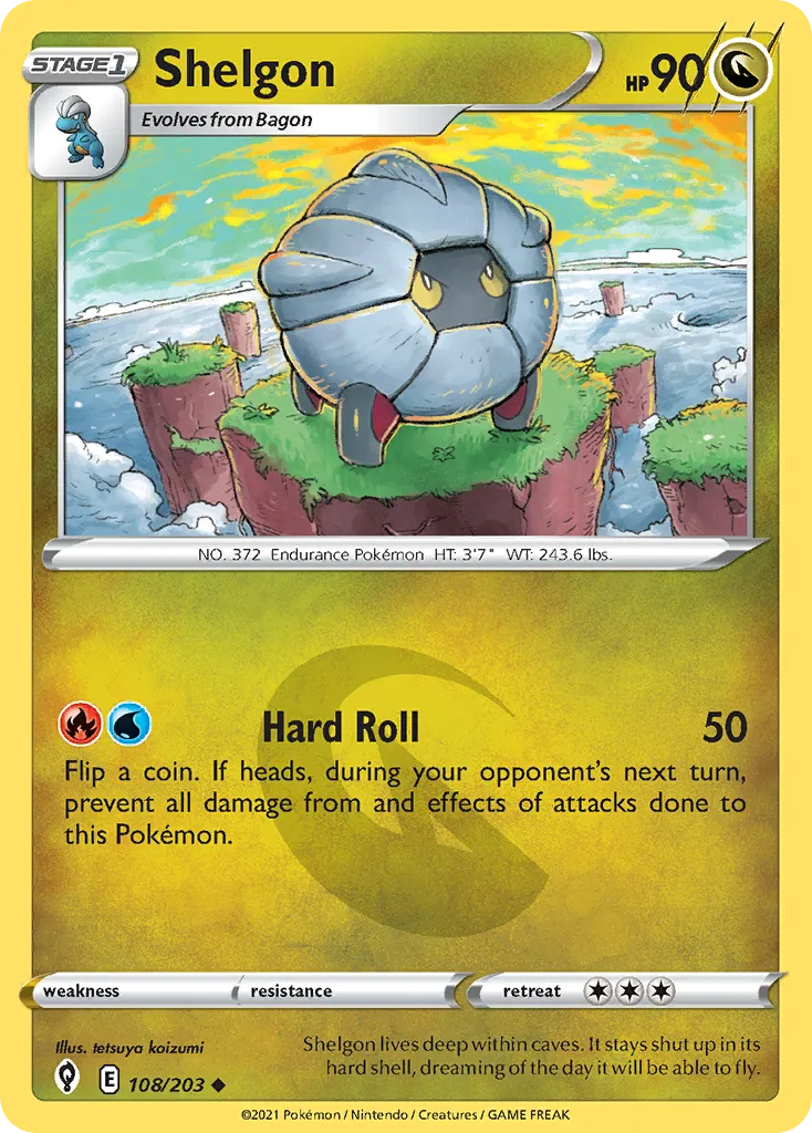 2021 Evolving Skies Shelgon Uncommon #108/203 Uncommon card image
