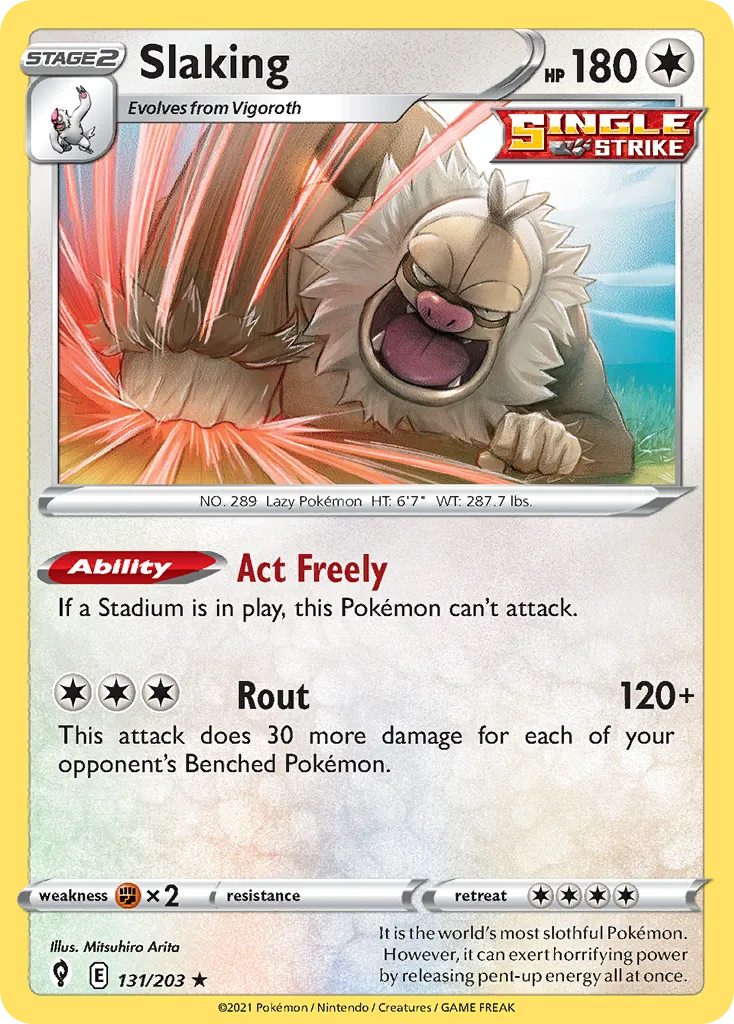 2021 Evolving Skies Slaking #131/203 Rare Holo card image