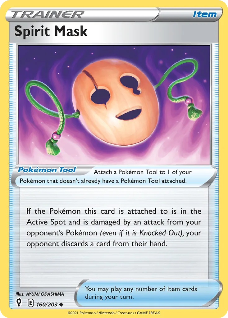 2021 Evolving Skies Spirit Mask #160/203 Uncommon card image