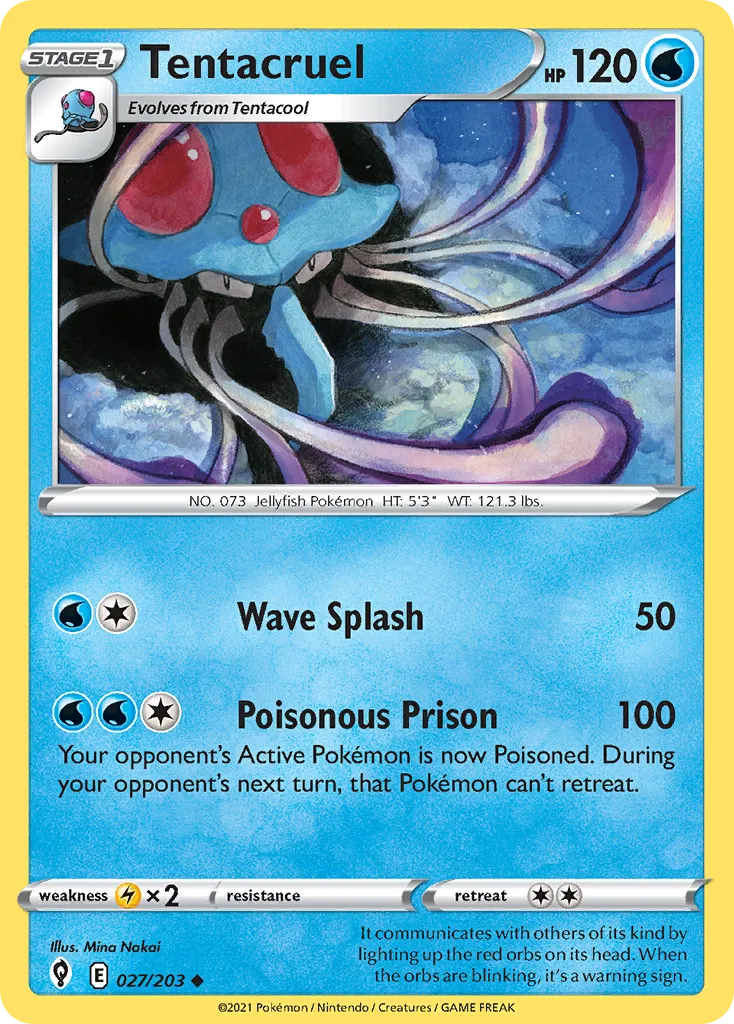 2021 Evolving Skies Tentacruel Uncommon #027/203 Uncommon card image