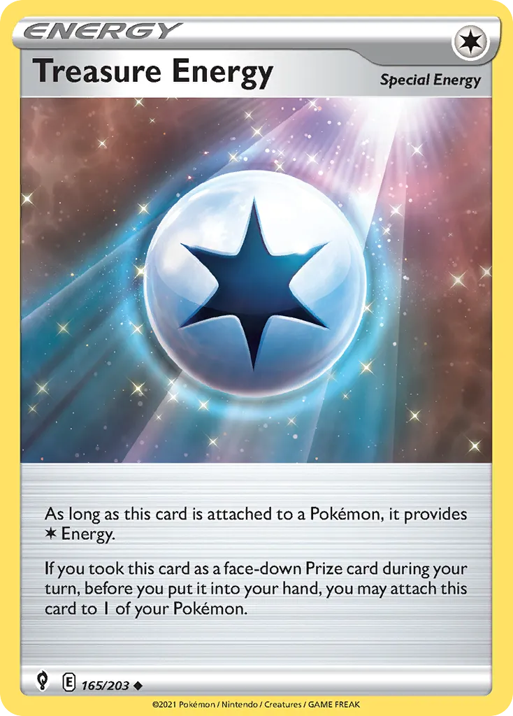 2021 Evolving Skies Treasure Energy #165/203 Uncommon card image