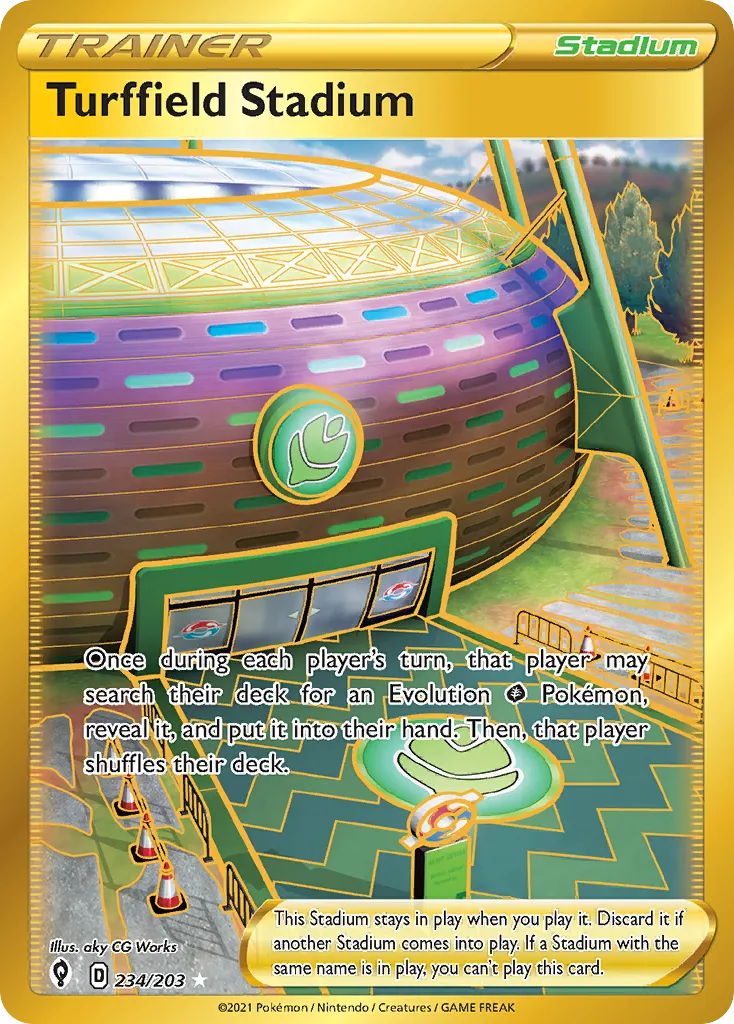 2021 Evolving Skies Turffield Stadium #234/203 Rare Secret card image