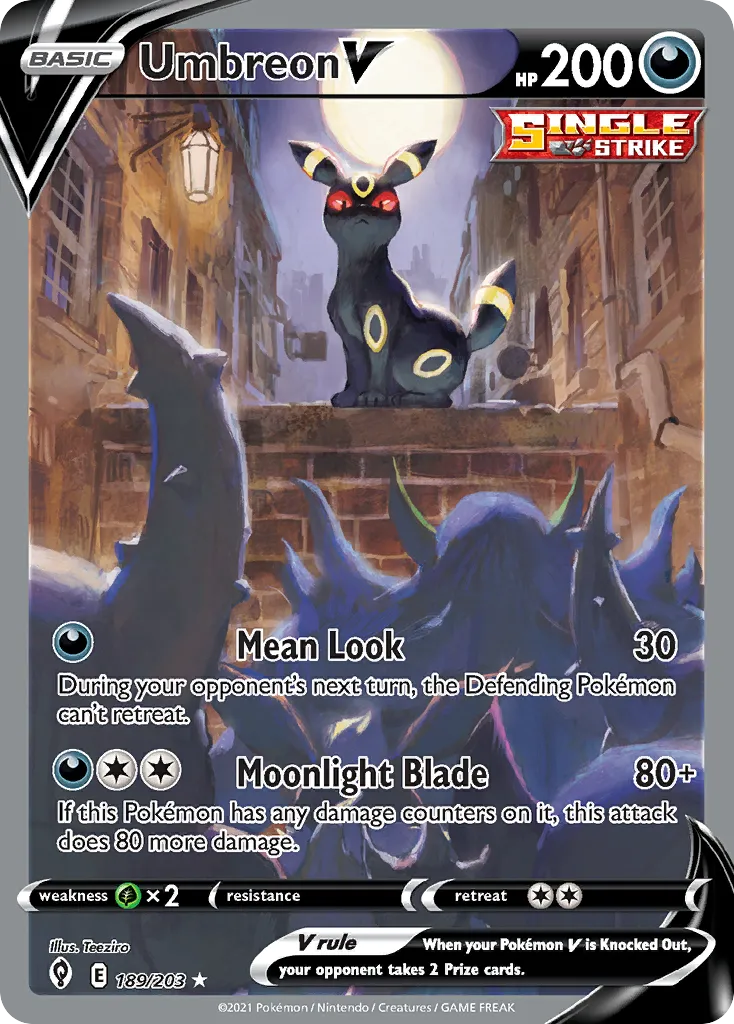 2021 Evolving Skies Umbreon V #189/203 Rare Ultra card image