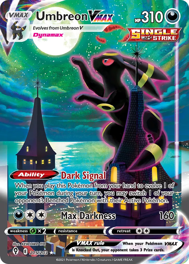 2021 Evolving Skies Umbreon VMAX #095/203 Rare Holo VMAX card image