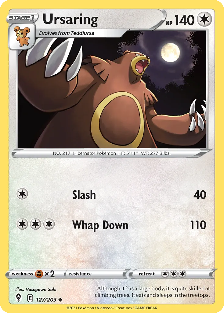 2021 Evolving Skies Ursaring #127/203 Uncommon card image