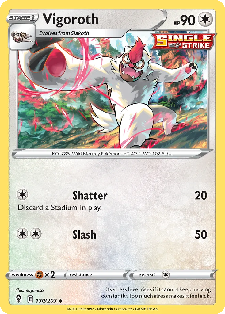 2021 Evolving Skies Vigoroth Uncommon #130/203 Uncommon card image