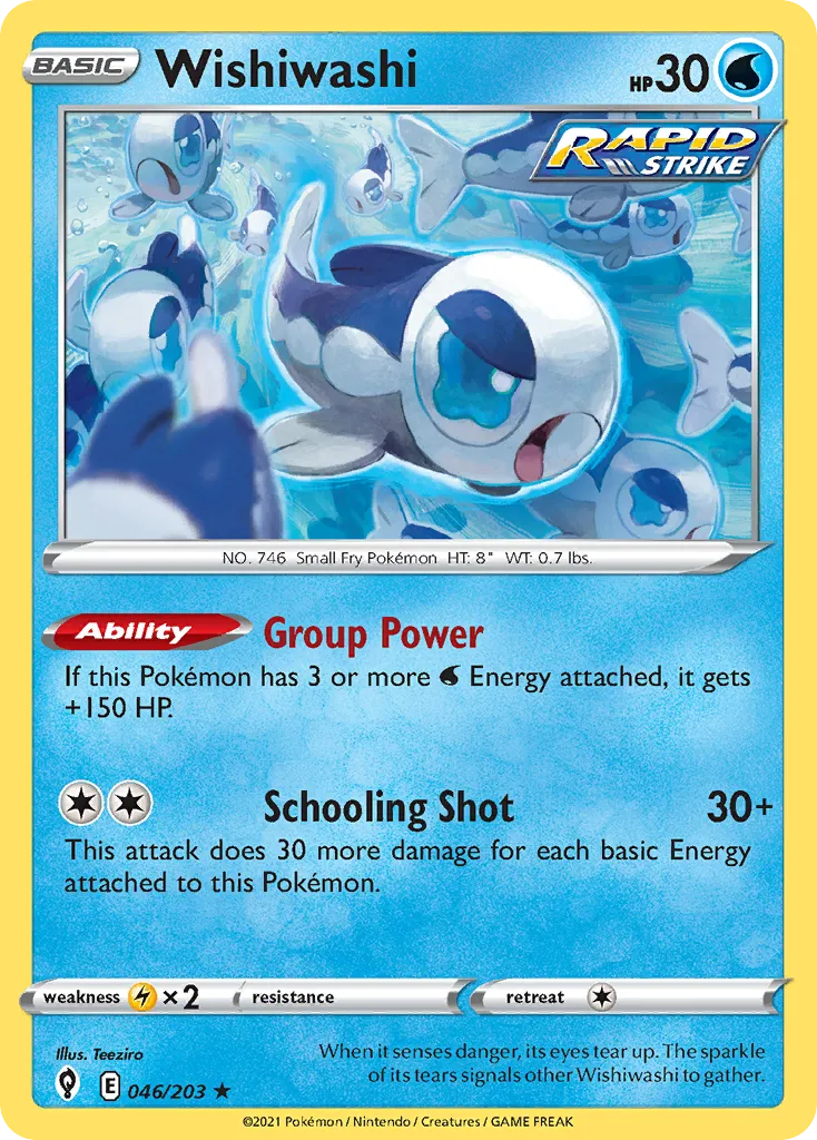 2021 Evolving Skies Wishiwashi #046/203 Rare card image