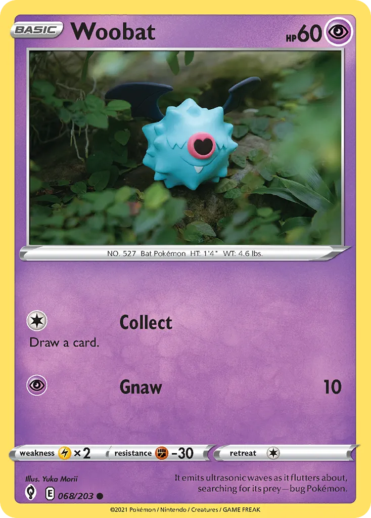 2021 Evolving Skies Woobat Common #068/203 Common card image