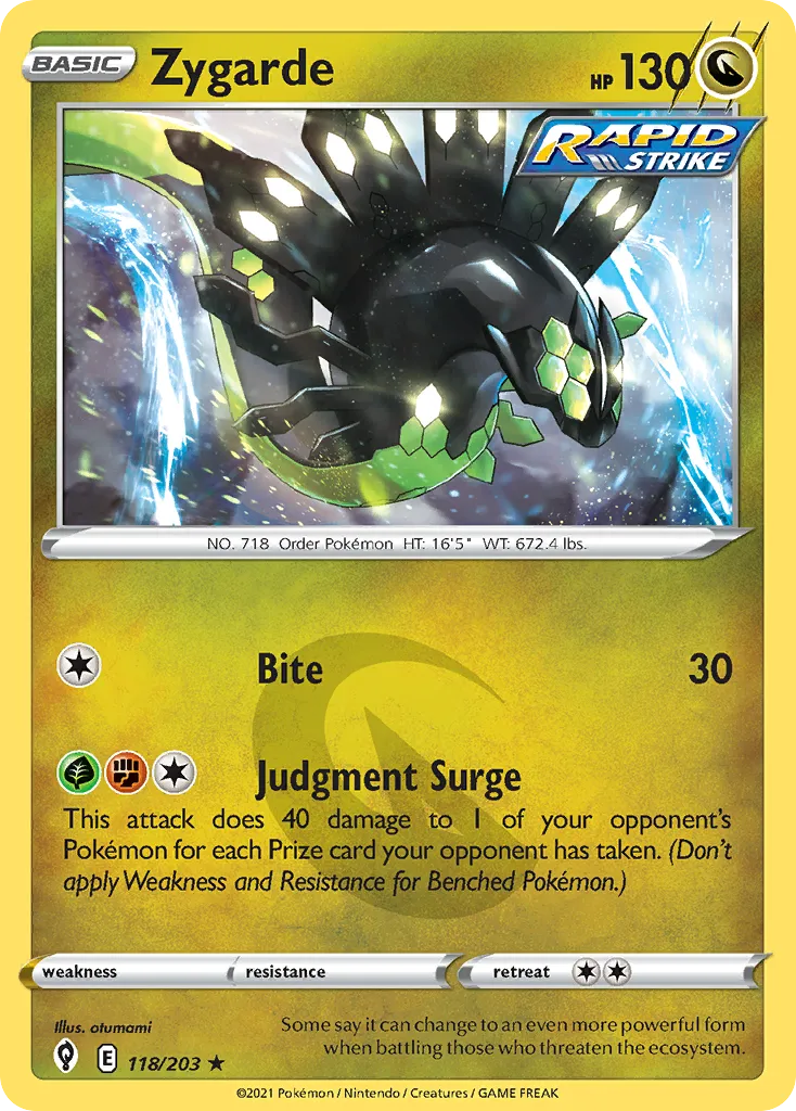 2021 Evolving Skies Zygarde #118/203 Rare Holo card image