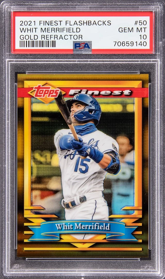 2021 Finest Whit Merrifield Flashbacks Gold Refractor #50 card image