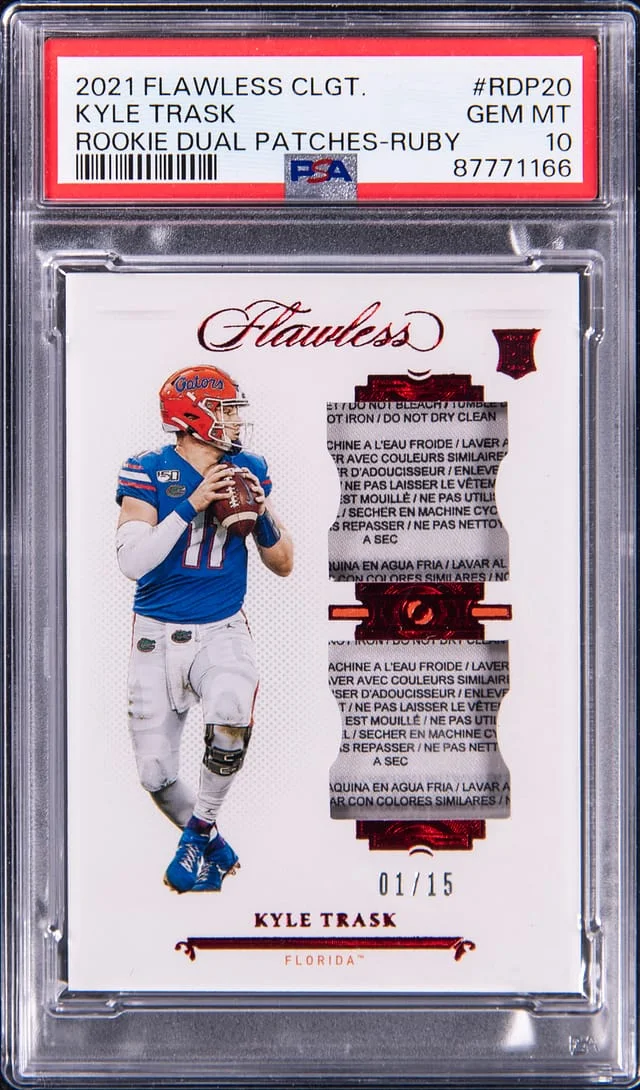 2021 Flawless Kyle Trask Collegiate Dual Patches Ruby #RDP-20 card image