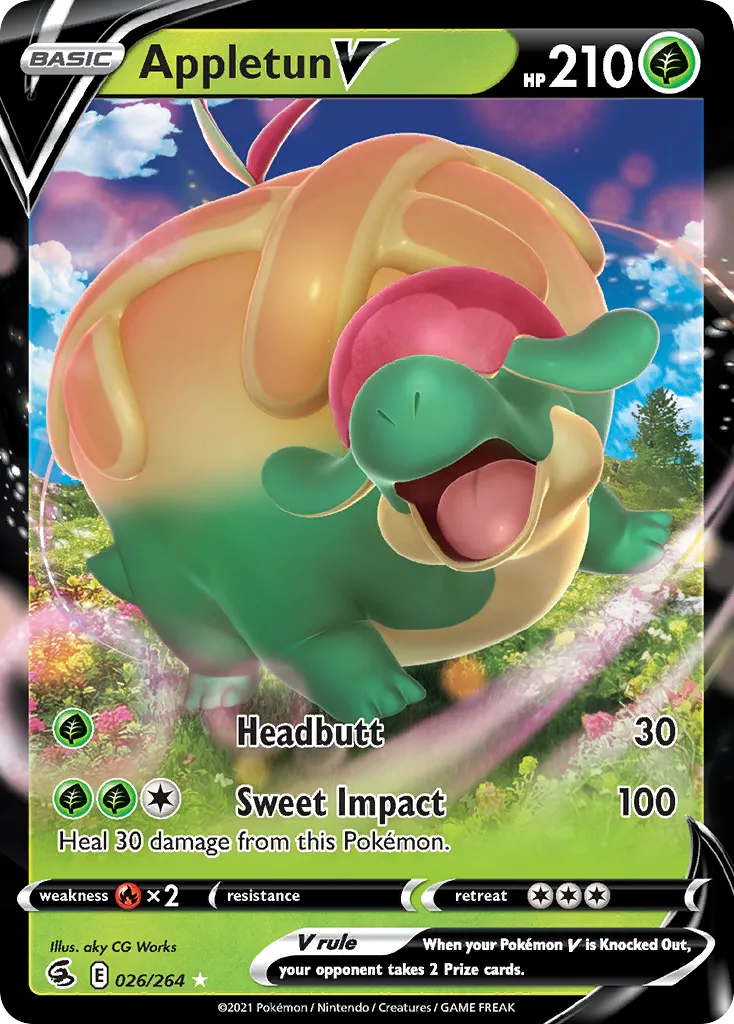 2021 Fusion Strike Appletun V Rare Holo V #026/264 Rare Holo V card image