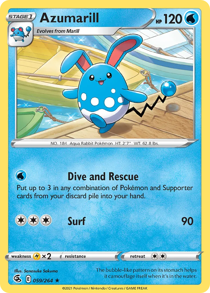 2021 Fusion Strike Azumarill Rare #059/264 Rare card image