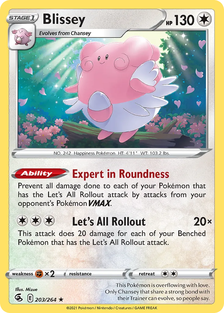 2021 Fusion Strike Blissey Rare #203/264 Rare card image