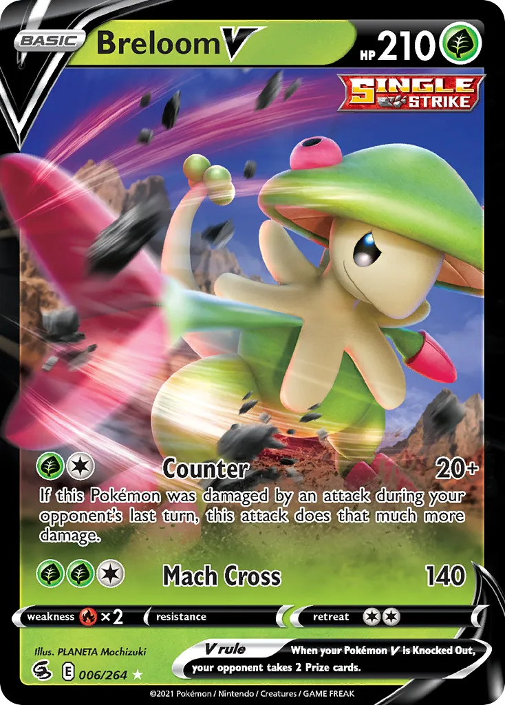 2021 Fusion Strike Breloom V Rare Holo V #006/264 Rare Holo V card image