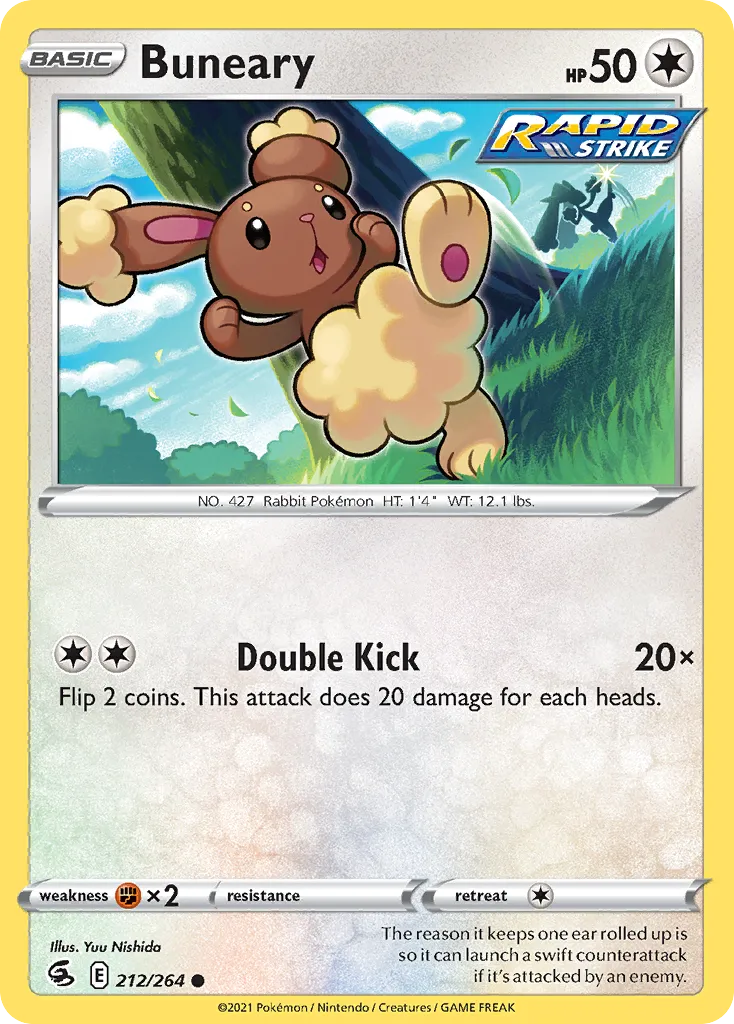 2021 Fusion Strike Buneary #212/264 Common card image
