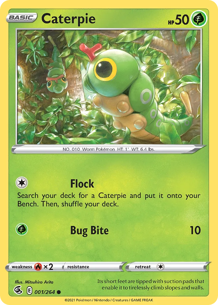 2021 Fusion Strike Caterpie Common #001/264 Common card image